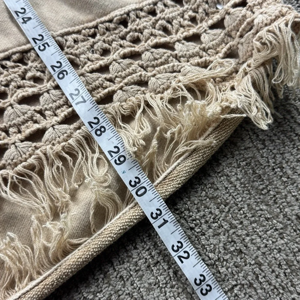 Free People Womens S Dune Bug Cardi Sweater Jacket Full Zip Crochet Tan Beige